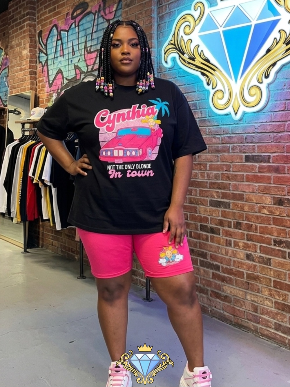 SHEIN x Nickelodeon Rugrats Cynthia Short Set - Oversized Tee & Biker Shorts